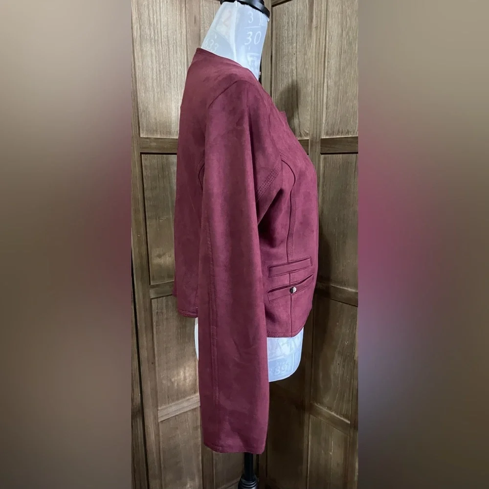 NWT Haute Monde Los Angeles Ladies’ Burgundy Suede Jacket. - Picture 7 of 9